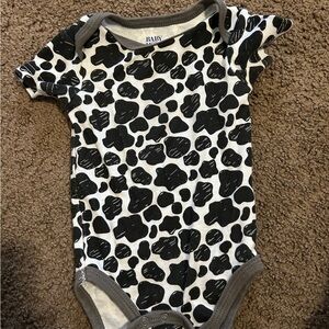 Adorable Black and White Cow Print Baby Bodysuit